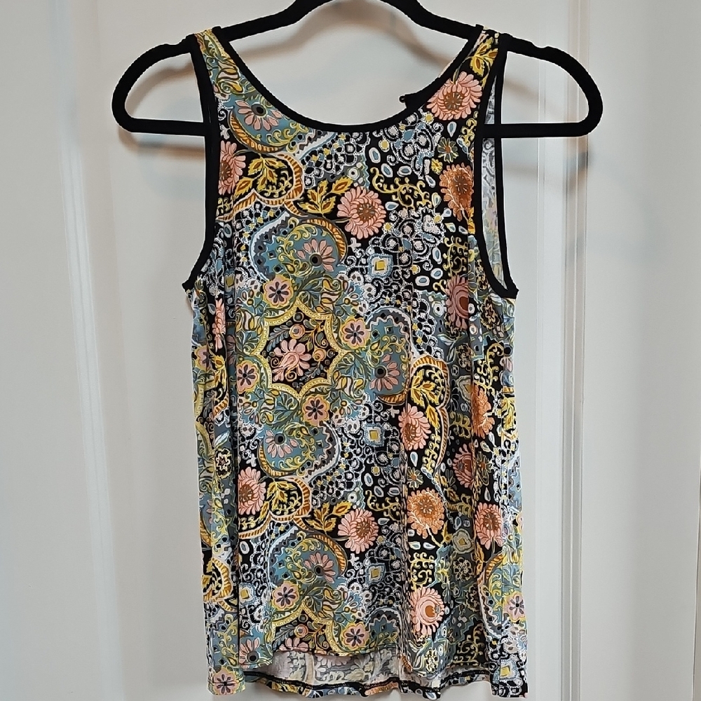 LOFT Blue and Orange Sleeveless Tank Top